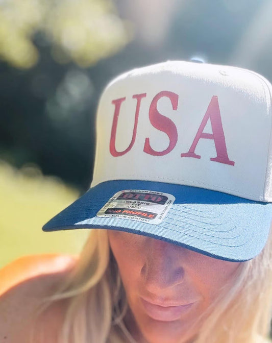 USA | Trucker Hat | America | Custom Embroidered | 4th of July | Memorial Day | Boating