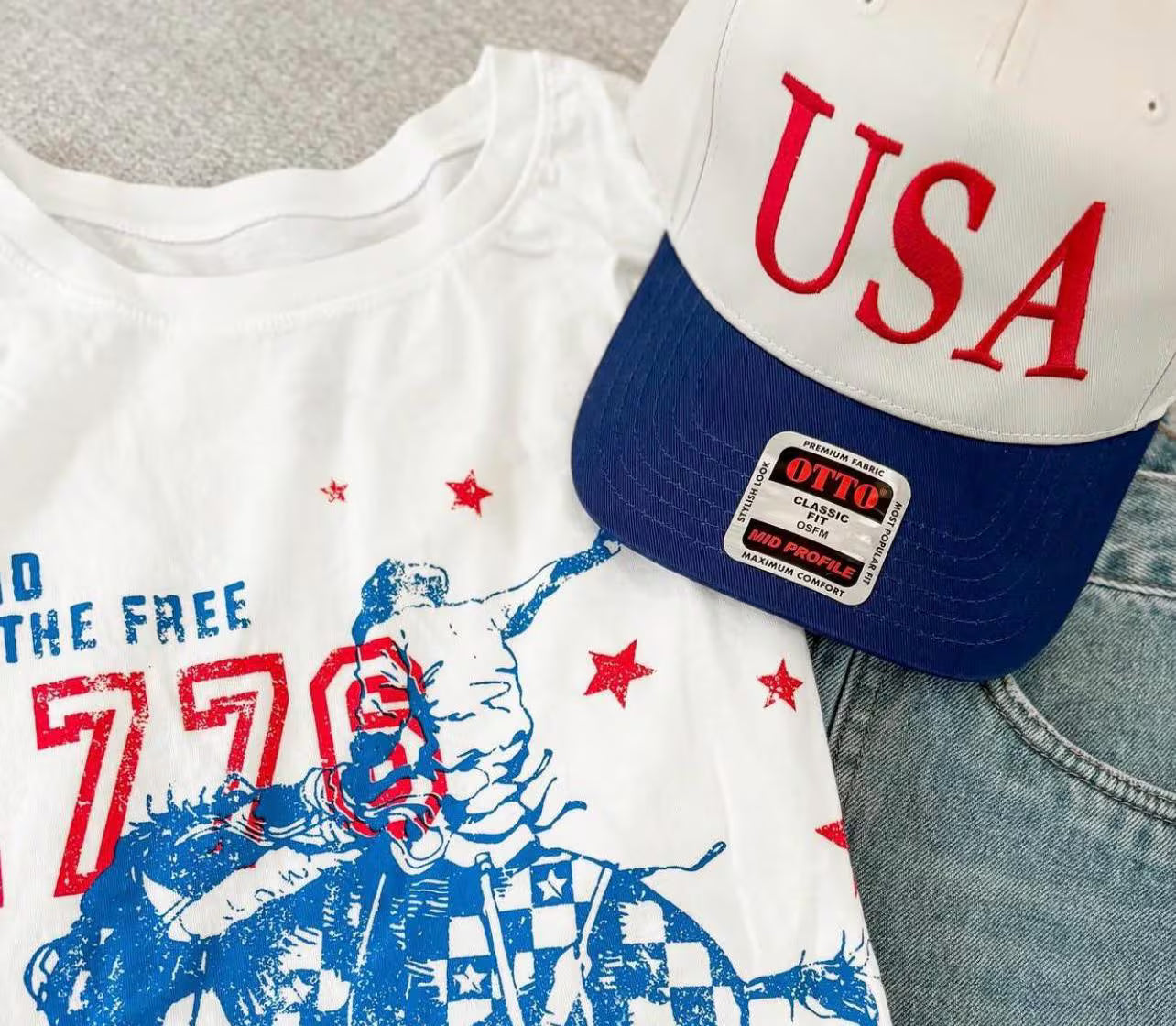 USA | Trucker Hat | America | Custom Embroidered | 4th of July | Memorial Day | Boating