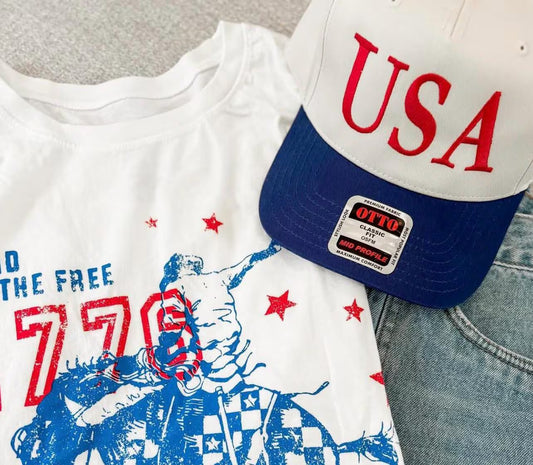 USA | Trucker Hat | America | Custom Embroidered | 4th of July | Memorial Day | Boating